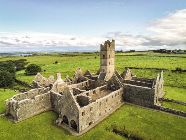 Moyne Abbey Aerial View from Mayo, Ireland